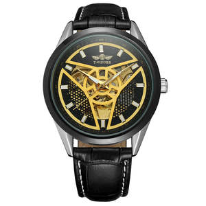 Montre mécanique lumineuse <span class=keywords><strong>de</strong></span> haute qualité pour homme T-WINNER AL564970044124, bracelet en cuir, boîtier en alliage, cadran <span class=keywords><strong>de</strong></span> 44,5 mm, résistante à <span class=keywords><strong>l</strong></span>'eau - Product Image 1