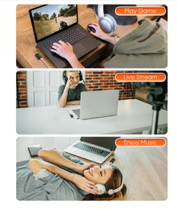 Type-C, внешняя стерео звуковая карта, аудиоадаптер, разъем для наушников и аудиоразъем для игровых динамиков ПК - Product Image 4