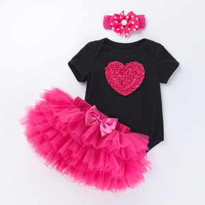 Großhandel Sommer Geburtstag Baby Mädchen Strampler Niedliche Baby Urlaubskleidung Mit Tüllkleid - Product Image 5