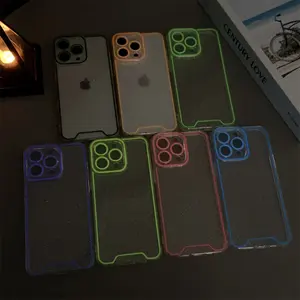 Night Light TPU Cover Luminous Clear Glitter Silicone Soft Phone Case for iphone 15 14 13 12 11 pro max plus