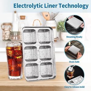 Bacs à glaçons en acier inoxydable avec 6 compartiments - Démoulage facile, sans plastique, zéro déchet - Product Image 6