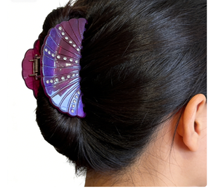Pince <span class=keywords><strong>à</strong></span> cheveux en acétate motif <span class=keywords><strong>coquillage</strong></span> pour fille, avec strass, style nautique, pour chignon ou demi-queue de cheval, mode quotidienne de luxe - Product Image 3