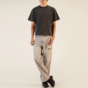 Camisetas de Algodón Premium al por Mayor, Cuello Redondo, Color Negro, Corte Cuadrado, Estilo Oversize, Lisas, para Hombre - Product Image 4