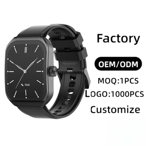 Montre connectée carrée pour homme avec écran tactile complet, moniteur de fréquence cardiaque, montre de fitness professionnelle, logo personnalisé en usine, marque privée, faible MOQ - Product Image 1