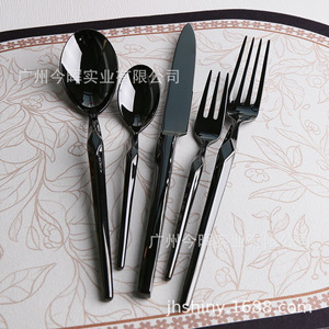 Shiny Jh Diamond Shape 304 Stainless Steel Cutlery <b>Set</b> Mirror Polished For Hotel Home Use - Product Image 3