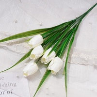 YOPIN-8158 Bouquet de fleurs artificielles en soie, 5 têtes de tulipes pour mariage, maison, hôtel, jardin, Saint-Valentin