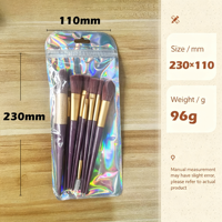 Set Kuas Makeup Ungu 10 Buah dengan Ferrule Emas dan Tas Kulit Pink untuk Perlengkapan Kosmetik Wajah & Mata