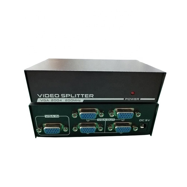 Factory Wholesale High Definition VGA Video Splitter 1 to 4 Ports 4x1 HD 200MHz VGA Switch for LCD PC TV Monitor