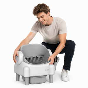 Caixa de Areia Automática para Gatos, Plástico Ecológico, Branco Creme, com Sensores de Segurança, Controle de Odor, 2 Rolos de Forro, Grande Capacidade <span class=keywords><strong>70L</strong></span> - Product Image 2