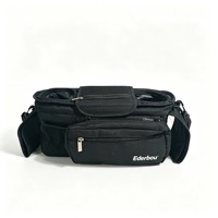 Organisateur de poussette, sac de rangement pour poussette avec 2 porte-gobelets, sac de rangement multi-poches pour accessoires de poussette