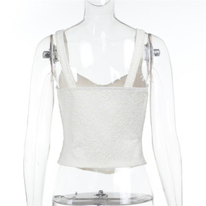 Venta al por mayor 2025 Verano Nuevo Encaje Cintura Fishbone Tops Elegante Sexy Breasted Tank Top Mujeres - Product Image 6