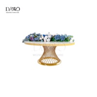Table de réception de mariage de luxe avec base en métal doré et plateau rond en marbre