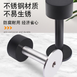 Butée de porte murale en acier inoxydable noir, design minimaliste, installation facile, sans perçage, limiteur anti-collision pour le dessus de la porte - Product Image 5