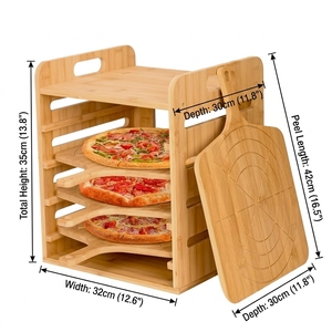 Ensemble de service <span class=keywords><strong>à</strong></span> <span class=keywords><strong>pizza</strong></span> professionnel en bambou 5 pièces, support <span class=keywords><strong>à</strong></span> 4 niveaux avec 4 pelles <span class=keywords><strong>à</strong></span> <span class=keywords><strong>pizza</strong></span> pour une fête <span class=keywords><strong>à</strong></span> la <span class=keywords><strong>pizza</strong></span> parfaite - Product Image 3