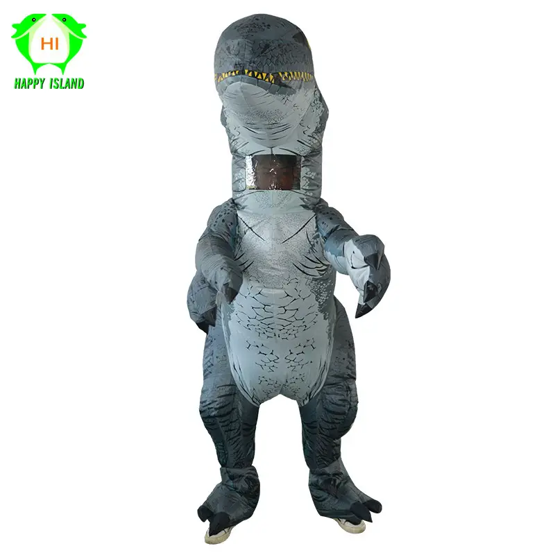 Fantasia inflável de mascote de Halloween para adultos, fantasia de dinossauro, raptor, predador, animal unissex de poliéster, cosplay