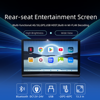 Écran de divertissement pour siège arrière de voiture de 13,3 pouces, Android 13, écran tactile pour appuie-tête, affichage HD, mise en miroir sans fil, USB, WiFi, BT pour voiture