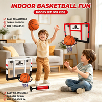 Set Ring Basket Mini Transparan PC untuk Pintu/Dinding, Permainan Tembak-tembakan Dalam Ruangan untuk Anak-anak dengan Bola & Pompa Udara, 2 Pilihan Warna
