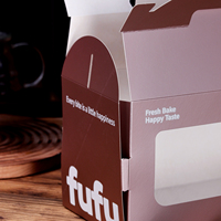 Caja Portátil Antigrasa para Postres con Asa y Ventana de PET, Cartón de Grado Alimenticio para Pasteles, Rollos, Repostería, Suministro al por Mayor para Panaderías