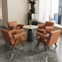Fauteuil en cuir avec mousse élastique haute densité pour la maison, salon, balcon, café, hôtel, salle de séjour - Design minimaliste moderne