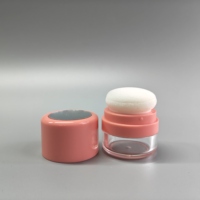 Pot cosmétique en ABS 4g pour poudre libre effet blush avec miroir, insert en silicone et houppette – Emballage cosmétique