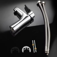 Mitigeur de lavabo monocommande FEIDU en laiton poli, moderne et contemporain, pour eau chaude et froide, avec valve en céramique, à poser sur le comptoir