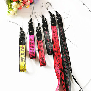 Hot Sale Promotional Durable Polyester Fabric Lanyard White Woven Letterpress Printed Keychain Off-Keys Popular for Its