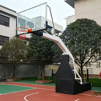 Panier de basket mobile robuste et réglable en hauteur avec panneau arrière en verre trempé pour l'éducation physique et la salle de sport