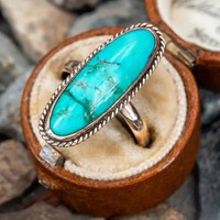 Bagues ovales en turquoise de style bohème, bijoux western pour homme et femme, bagues ovales en turquoise, taille 5 à 13