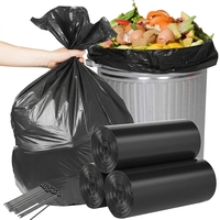 Sacs poubelle épais en HDPE noir personnalisés, très résistants, 60L, pour cuisine, usage industriel et extérieur, avec emballage