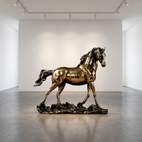 Statue de cheval en bronze personnalisée - Sculpture de cheval galopant avec finition cuivre antique - Figurine mascotte de la Fête Nationale
