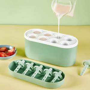 Moldes para helados de grado alimenticio, 8 cavidades, molde reutilizable para helados para niños, molde para hacer helados caseros con palo y contenedor - Product Image 5