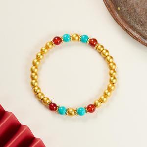 Bracelet en or antique turquoise de style YL Gold Shop 2025 avec quatre cercles, petit cadeau pour femme, haute qualité, bracelet à la main - Product Image 5