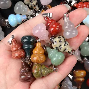 Wholesale Chinese Style Jade Gourd Pendants Multicolored Natural Gem Lucky Stone Pendant For Necklace DIY Accessories