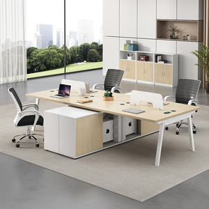 Hiện đại <span class=keywords><strong>officeworks</strong></span> đứng Bảng gỗ Tabletop Modular văn phòng máy tính bàn với Tủ hồ sơ và tùy chọn ghế - Product Image 2