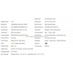 NL10276AC30-45D Módulo de Pantalla LCD TFT de 15 Pulgadas 1024*768, Pantalla LCD TFT en Existencia - Product Image 4