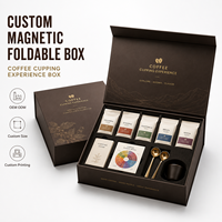Boîte rigide sur mesure à fermeture magnétique avec compartiments internes pour kits de dégustation de café et sessions de dégustation