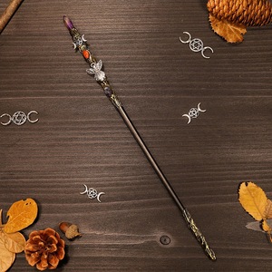 32cm 천연 크리스탈 마녀 스틱 지팡이 크리스탈 자갈 마술 지팡이가있는 더블 헤드 - Product Image 3