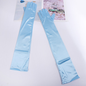 55Cm Lange Satijnen Bruid Goedkope Bruiloft Accessoires Bruids Elleboog Witte Handschoenen Dames Optocht Jurk Satijn Fingerlings Elegante Handschoenen - Product Image 4