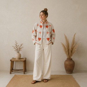 Handmade <b>Velvet</b> Hand Embroidered Winter Bomber <b>Jacket</b> <b>for</b> <b>Women</b> | Indian Artisan Floral Folk Design | Premium Eco-Friendly - Product Image 1