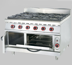 معدات مطبخ تجارية، موقد غاز من الفولاذ المقاوم للصدأ بـ 10 شعلات مع فرن، تسخين بالحمل الحراري، سهل التنظيف - Product Image 6