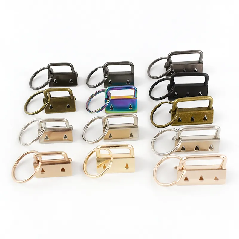 25mm Gun metal Rose Gold Schlüssel anhänger Hardware mit Schlüssel ringen Sets Metall Schlüssel bund Hardware für Gurtband Armbänder