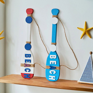 Retro Beach Paddle <b>Wall</b> <b>Hooks</b> Blue And Red MDF Coat Rack For Home Decor And Photo Studio Props - Product Image 1