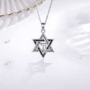 Changda 925 bijoux de luxe en argent étoile de david pavé bijoux étoile juive sceau messianique de jérusalem pendentif collier pour femmes - Product Image 6