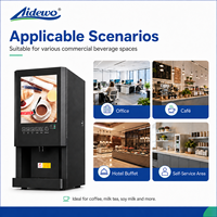 Machine à café instantanée commerciale AIDEWO 78TK, 3 réservoirs de poudre, distributeur de boissons chaudes et de chocolat, pour bureau, hôtel, café, noir, 160