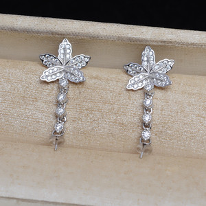 Ensemble de pendentif en forme de fleur en argent S925, anneau de tête et boucles d'oreilles, accessoires de bijoux DIY pour femmes avec plateau vide, tendance 1383 - Product Image 5