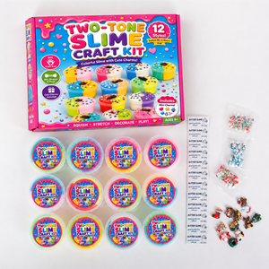 Kit de slime moelleux bicolore pour enfants - 12 styles bicolores avec de jolis charms, extensible, non toxique et ensemble de jeu DIY amusant - Product Image 2
