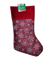 Chaussette de Noël en peluche Dollar Tree avec motif flocon de neige pailleté, fabriquée en Chine pour les cadeaux de Noël et les décorations de porte