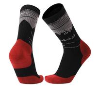 Chaussettes de sport et de randonnée en laine mérinos à rayures, avec logo personnalisé, en tissu éponge épais et respirant, avec bordure renforcée, haute qualité