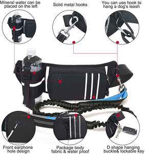 Guinzaglio regolabile in vita con Bungee guinzaglio ammortizzante, manici imbottiti punti riflettenti e portabottiglie - Product Image 3