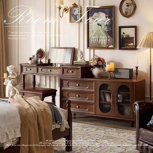 <span class=keywords><strong>Tocador</strong></span> de Madera de Caucho Americano, Cómoda con Cajones, Mesita de Noche Integrada para Dormitorio, <span class=keywords><strong>Tocador</strong></span> Retro Francés - Product Image 4